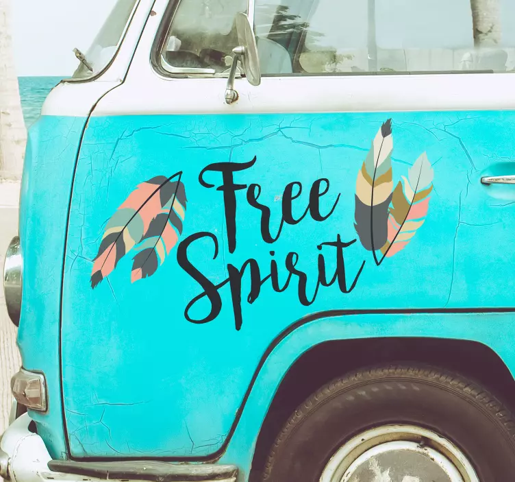 Stickers voiture motivation Free spirit plumes - TenStickers
