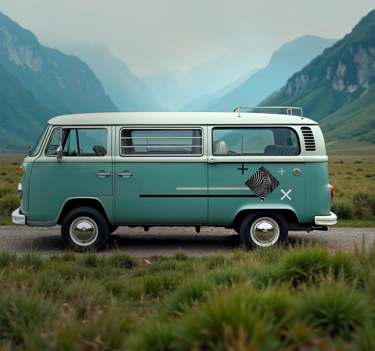 Sticker camping car rayures grises - TenStickers