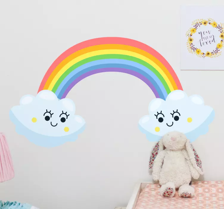 Sticker chambre enfant arc-en-ciel avec nuages - TenStickers