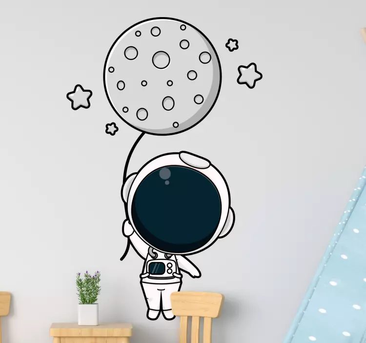 Sticker chambre enfant astronaute avec ballon - TenStickers