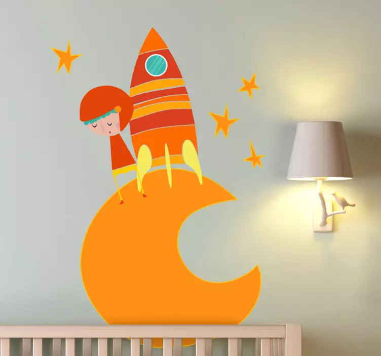Sticker chambre enfant aventure de la fusée lunaire - TenStickers