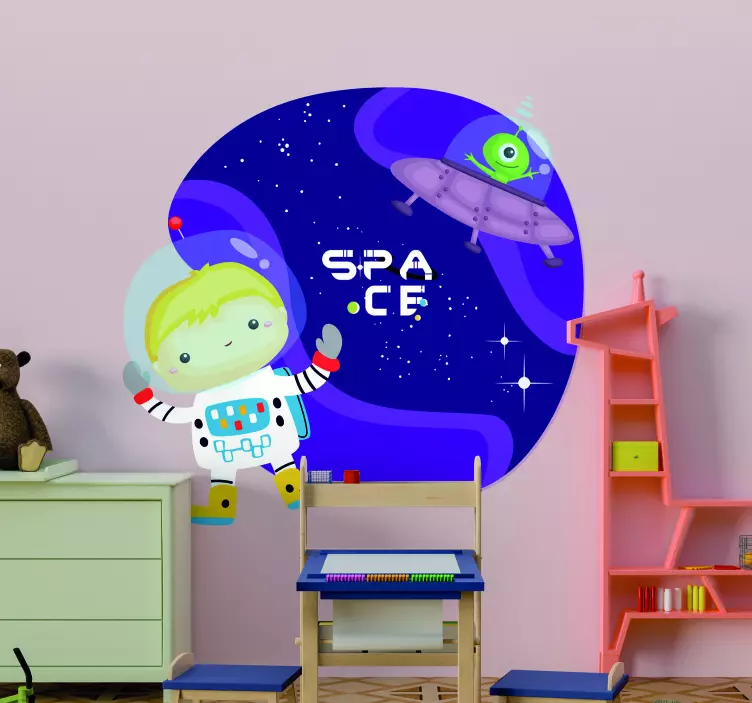 Sticker chambre enfant aventure spatiale mignonne - TenStickers