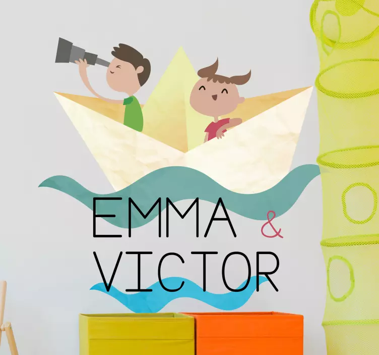 Sticker Chambre Enfant Bateau en Papier - TenStickers