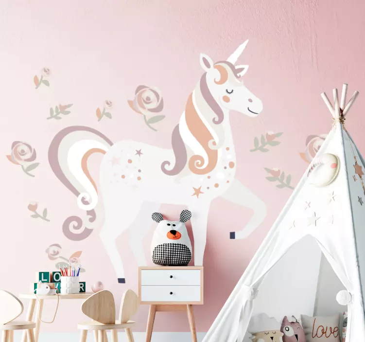 Sticker chambre enfant conception de licorne charmante - TenStickers