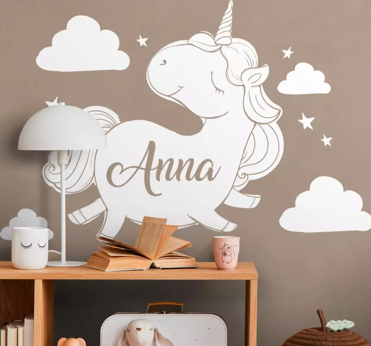 Sticker chambre enfant conception de licorne personnalisée - TenStickers