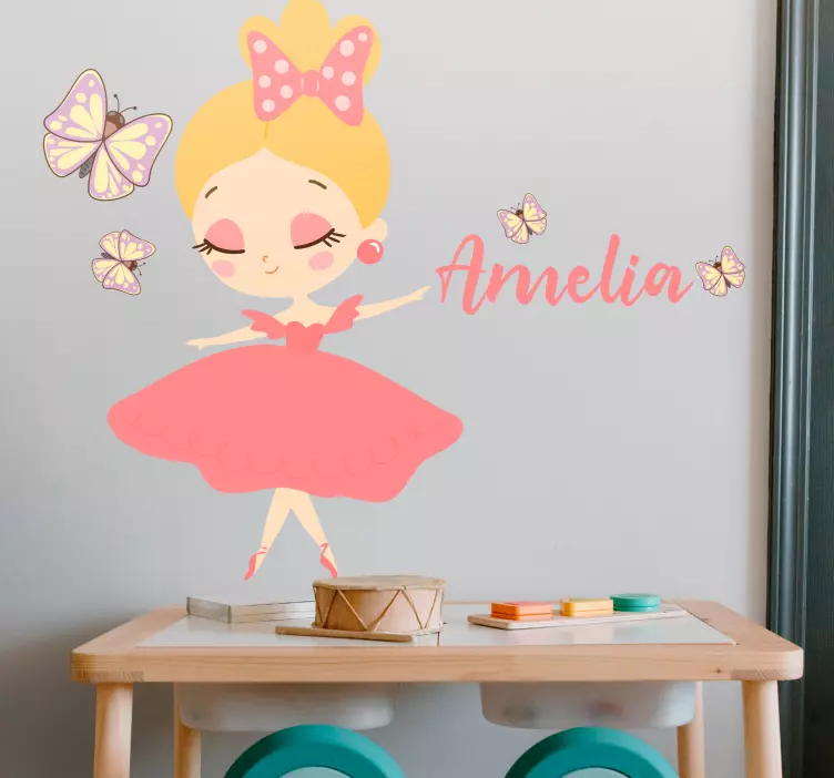 Sticker chambre enfant fille de ballet avec nom - TenStickers