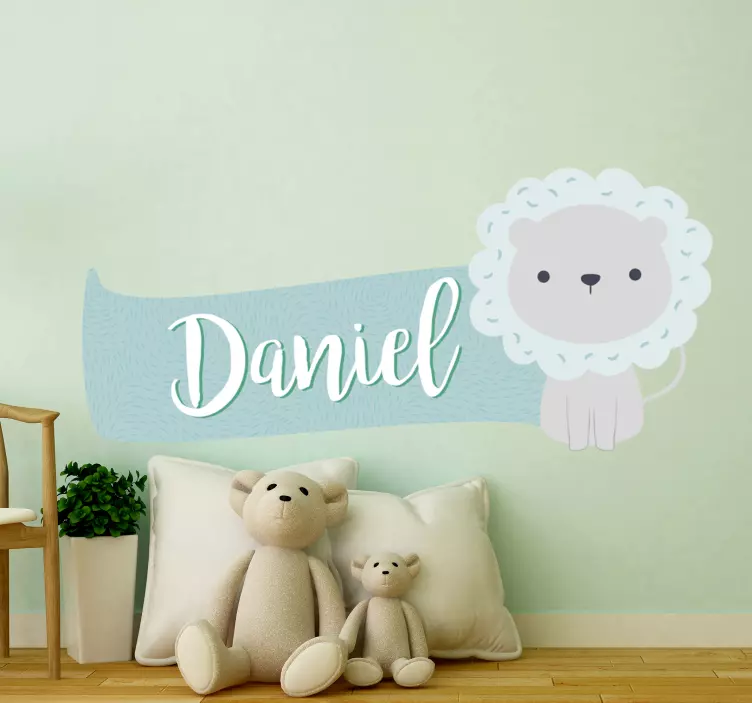 Sticker chambre enfant design de lion mignon personnalisé - TenStickers