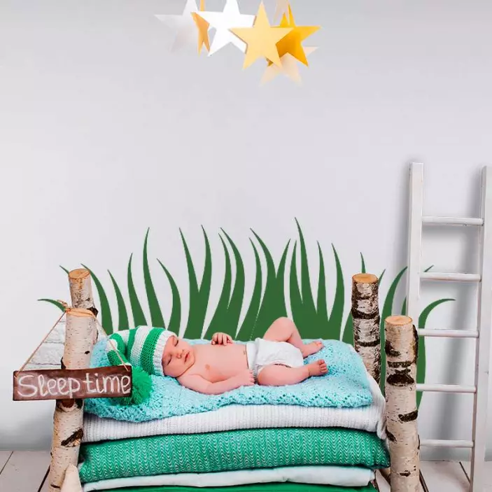 Sticker chambre enfant fond d'herbe ludique - TenStickers