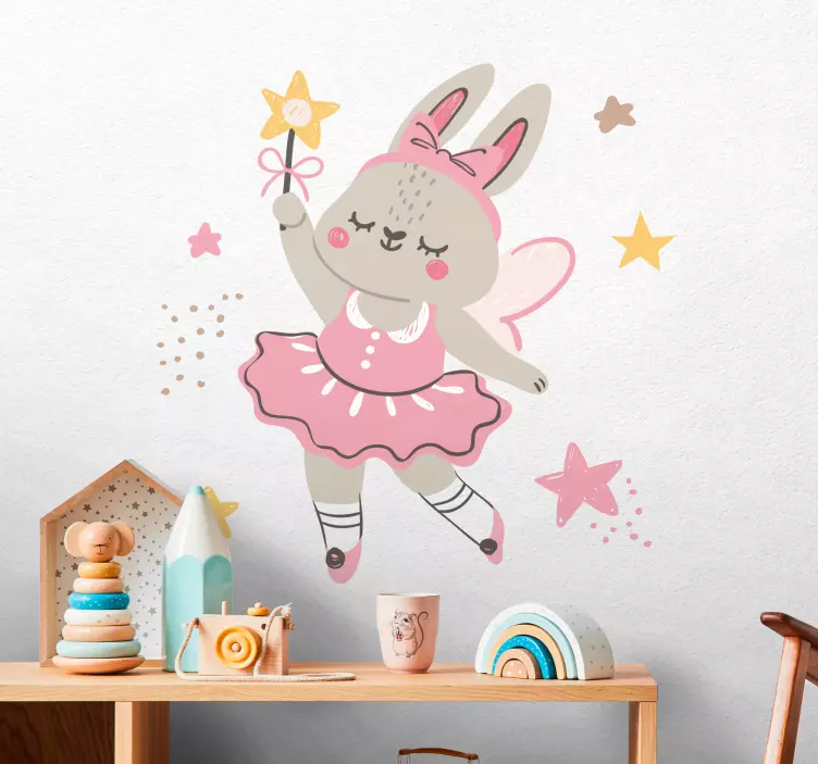 Sticker chambre enfant lapin danseur de ballet - TenStickers