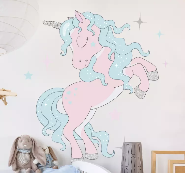 Sticker chambre enfant licorne rêveuse sans étincelles - TenStickers