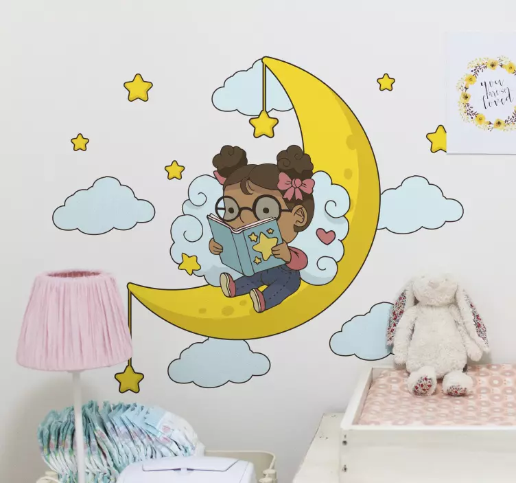 Sticker chambre enfant lune de lecture enfant - TenStickers