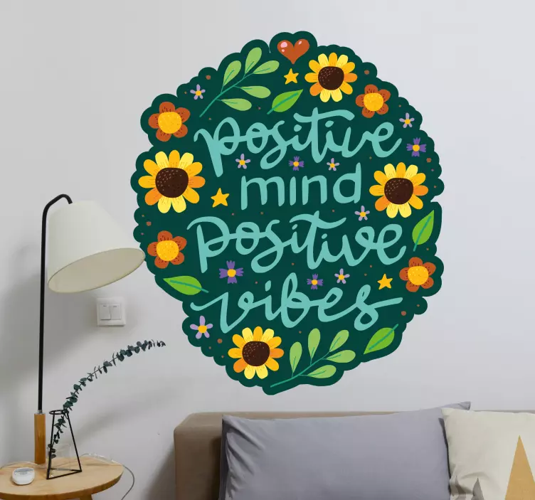 Sticker citation esprit positif vibrations positives - TenStickers