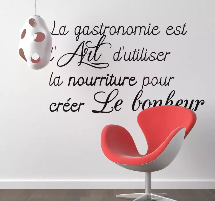 Sticker citation gastronomie art bonheur - TenStickers
