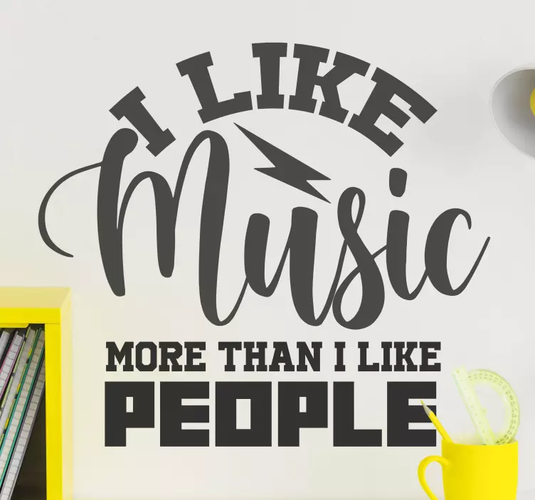 Sticker citation j'aime la musique plus que les gens - TenStickers