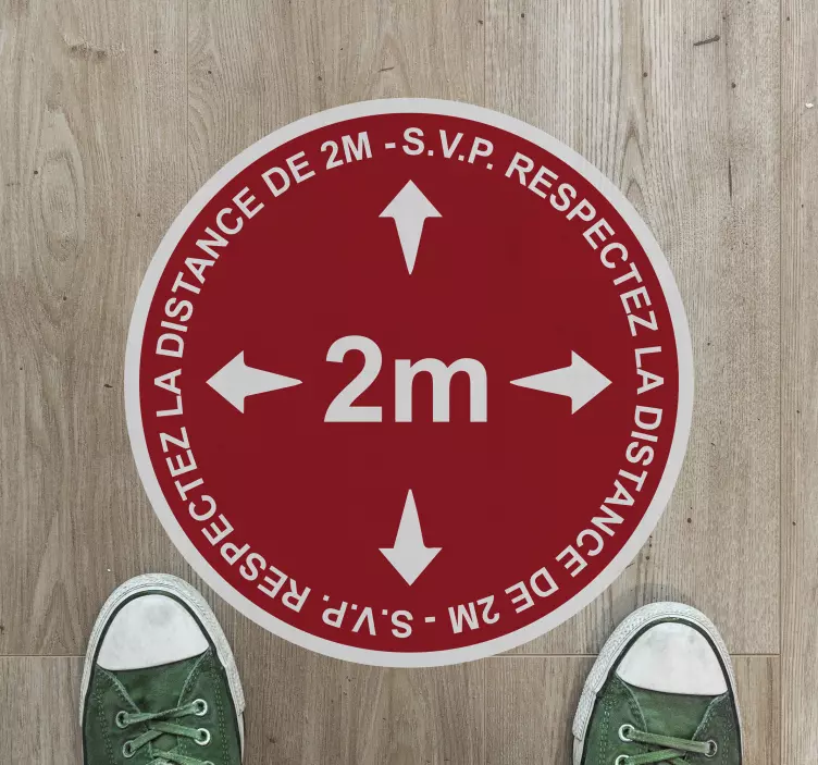 Sticker Sol Garder une distance de 2m - TenStickers