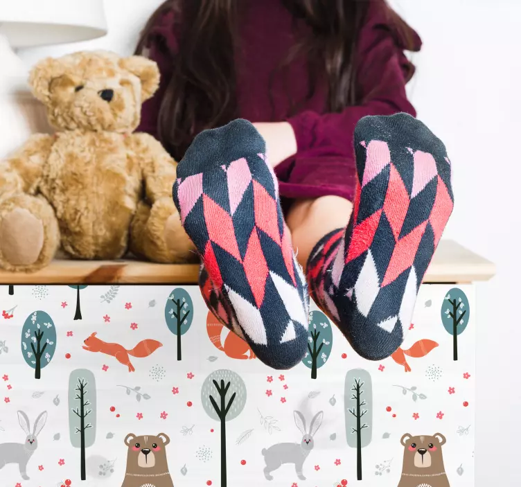 Papier autocollant meuble Amis animaux nordiques - TenStickers