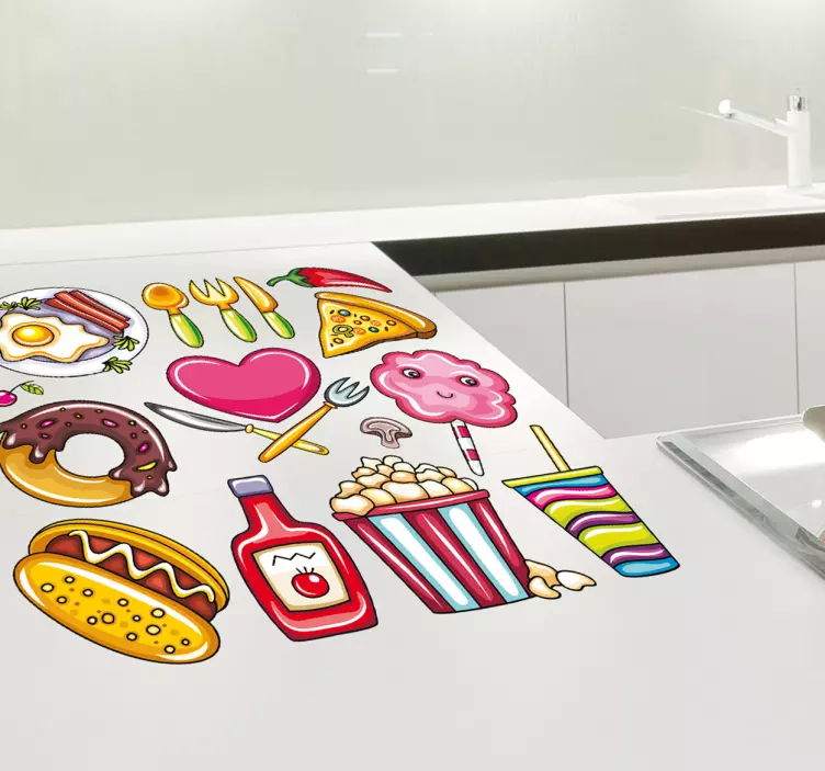Sticker dessin repas divers - TenStickers