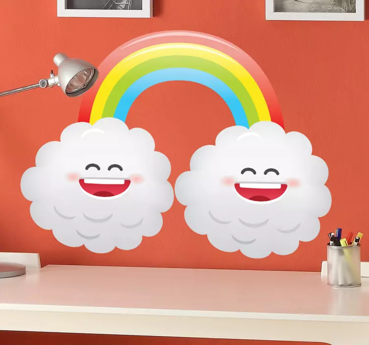 Sticker enfant arc en ciel et nuages - TenStickers