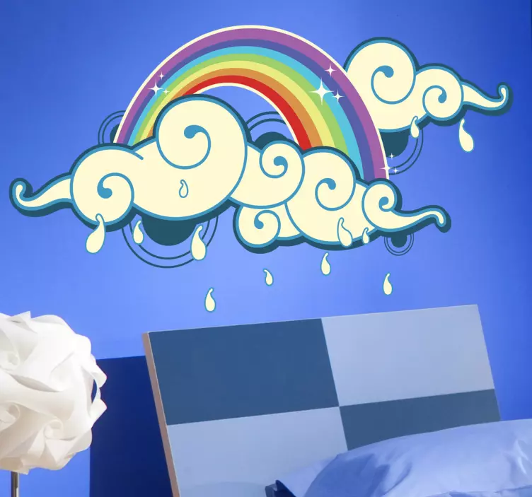 Sticker enfant arc-en-ciel et pluie - TenStickers
