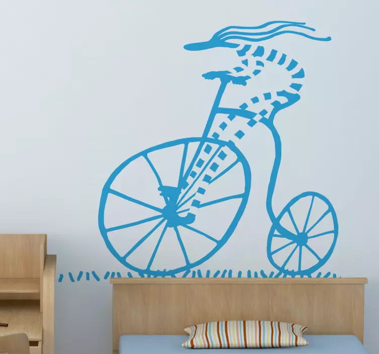 Sticker enfant dessin cycliste rayures - TenStickers