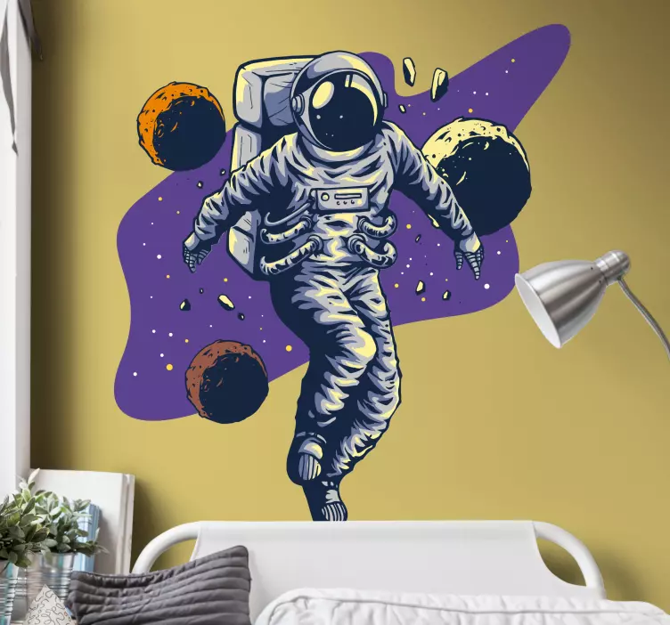 Sticker enfant espace astronaute en orbite - TenStickers