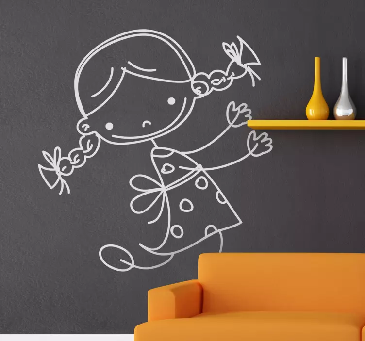 Sticker enfant fillette tresses - TenStickers