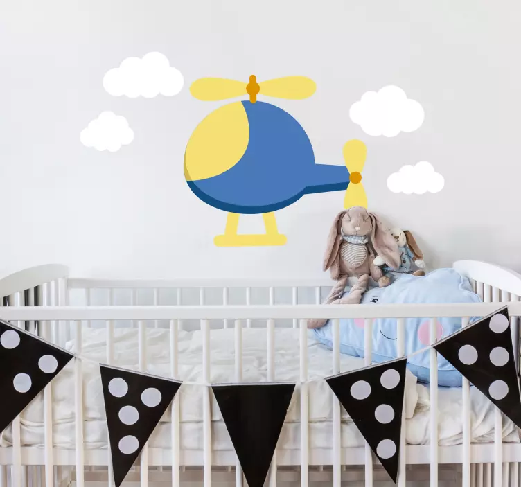Sticker enfant hélicoptère bleu - TenStickers