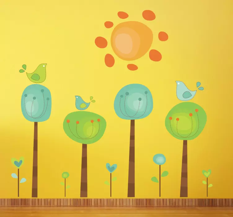 Sticker enfant oiseaux soleil - TenStickers