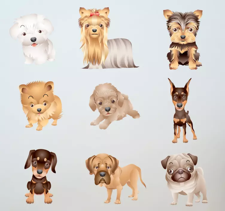 Sticker enfant petits chiens - TenStickers