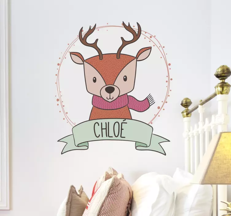 Sticker enfant renne noël personnalisable - TenStickers