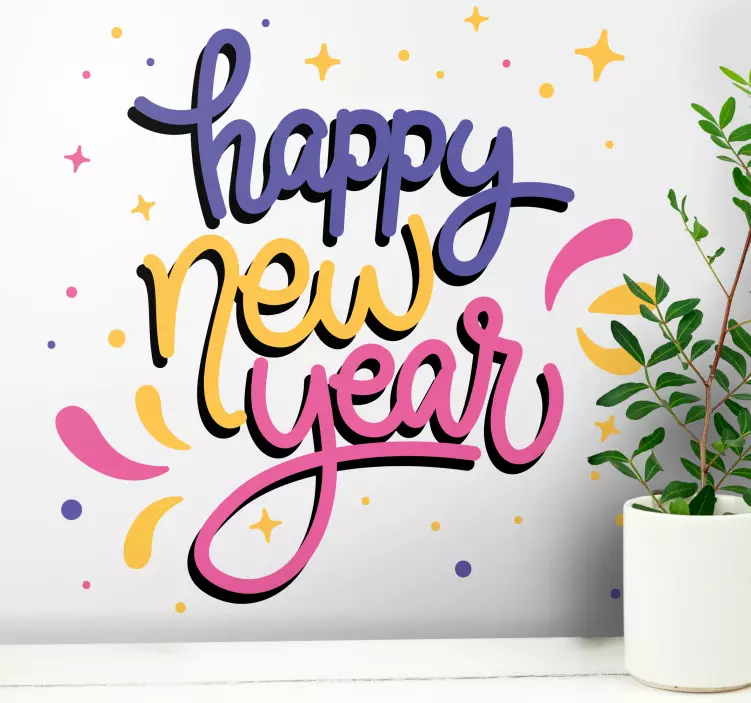 Sticker noël message de vœux coloré - TenStickers