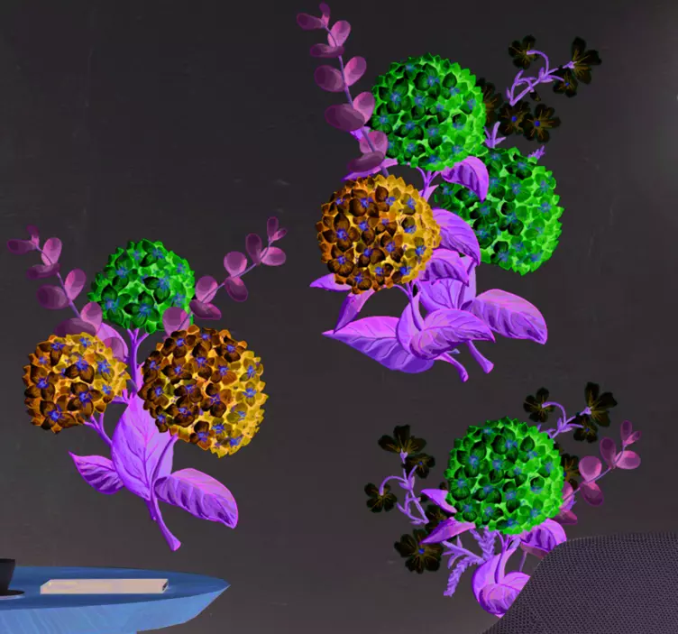 Sticker fleur arrangement bleu et rose - TenStickers