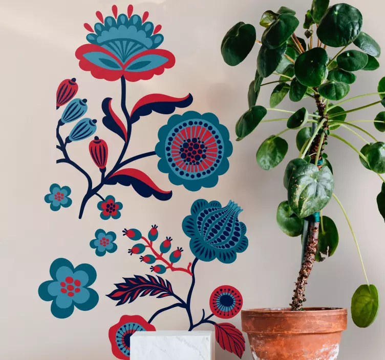 Sticker fleurs et plantes composition florale multicolore - TenStickers