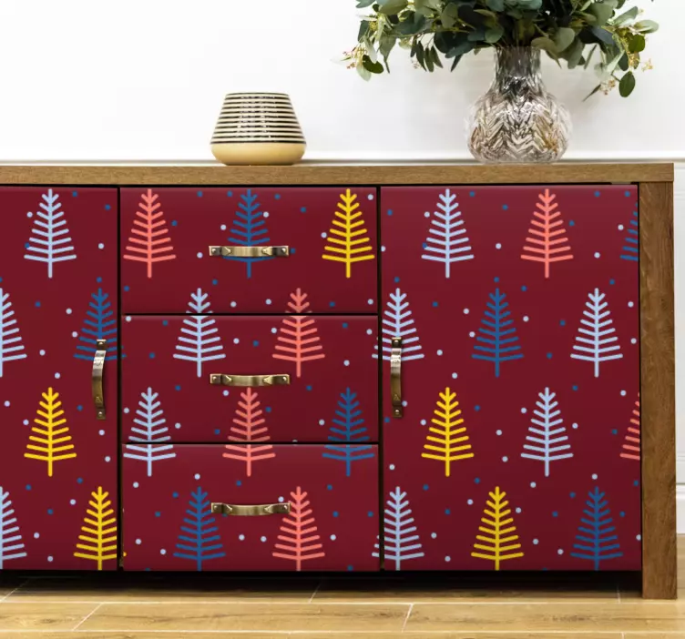 Sticker fleurs et plantes motif de pin coloré - TenStickers