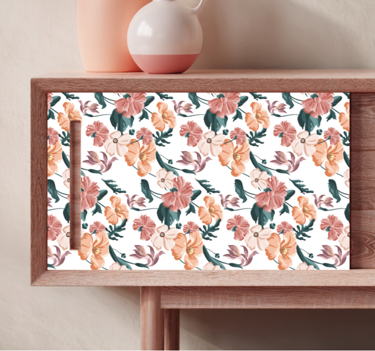 Sticker meuble joli motif de fleurs pastel - TenStickers