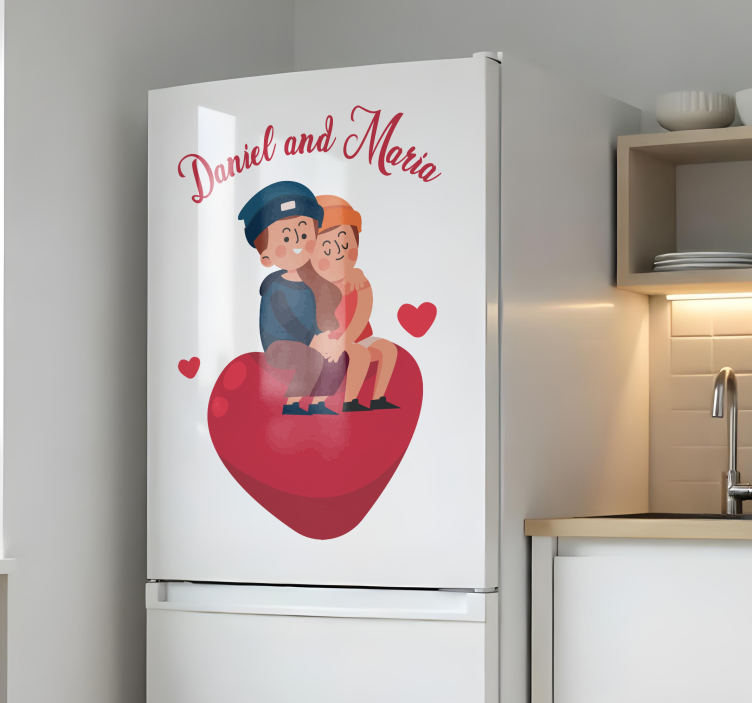 Sticker frigo couple amoureux de vos prénoms - TenStickers