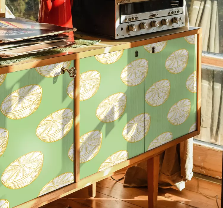 Sticker fruit motif tranche de citron - TenStickers