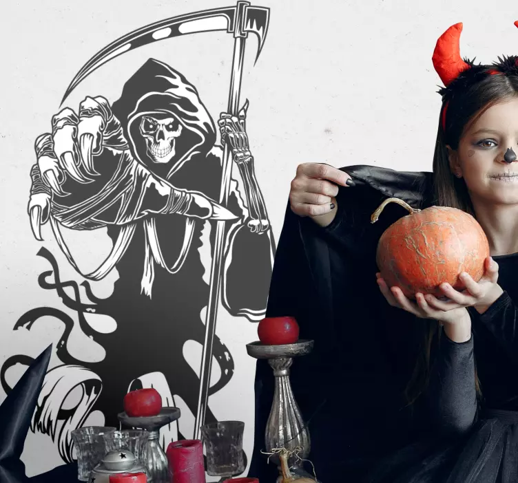 Sticker halloween figurine de la grande faucheuse - TenStickers