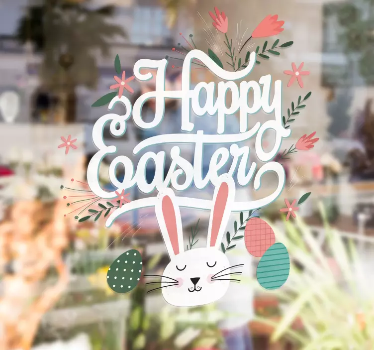 Sticker happy easter lapin - TenStickers