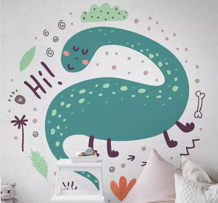 Sticker illustration de dinosaure amical - TenStickers