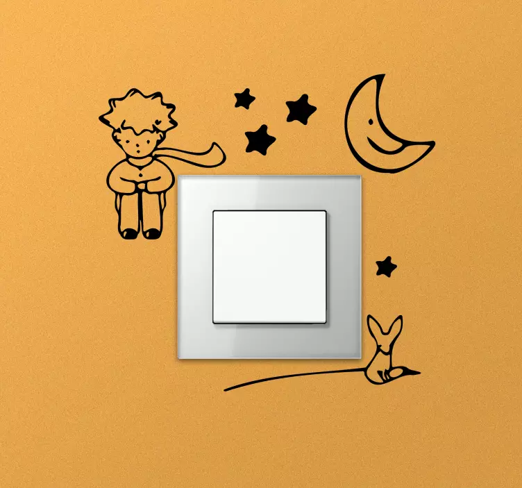 Sticker interrupteur enfant assis avec la lune - TenStickers