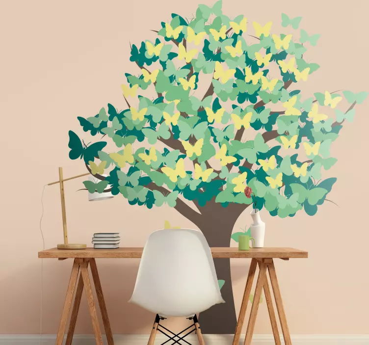 Sticker Maison Arbre Papillon - TenStickers