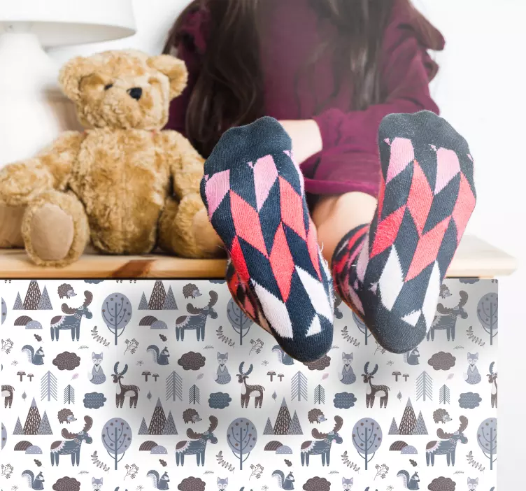 Sticker Meuble animaux modèle nordique - TenStickers