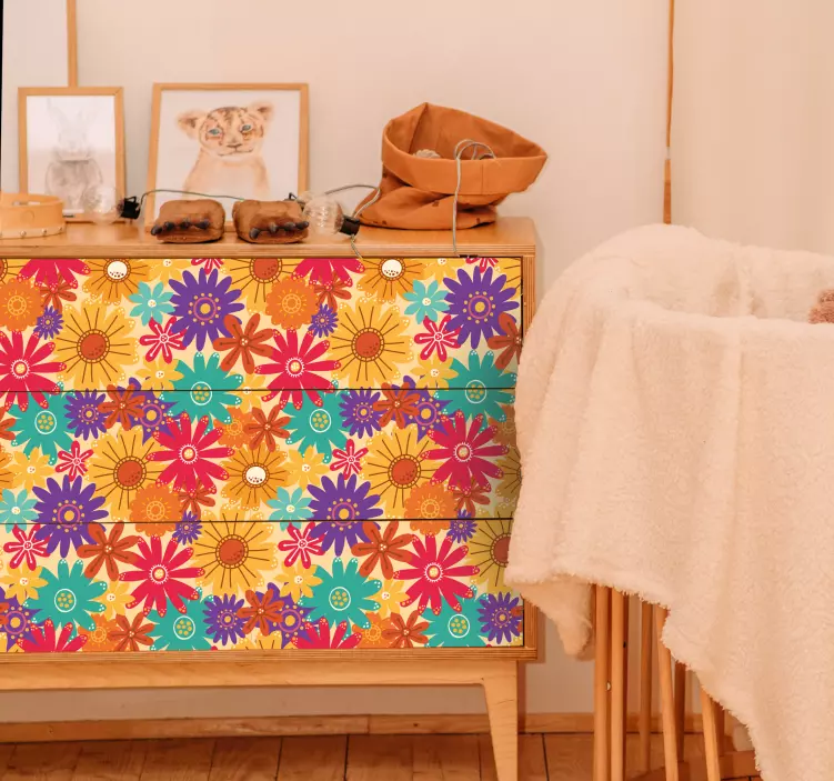 Sticker meuble motif fleurs en abondance - TenStickers