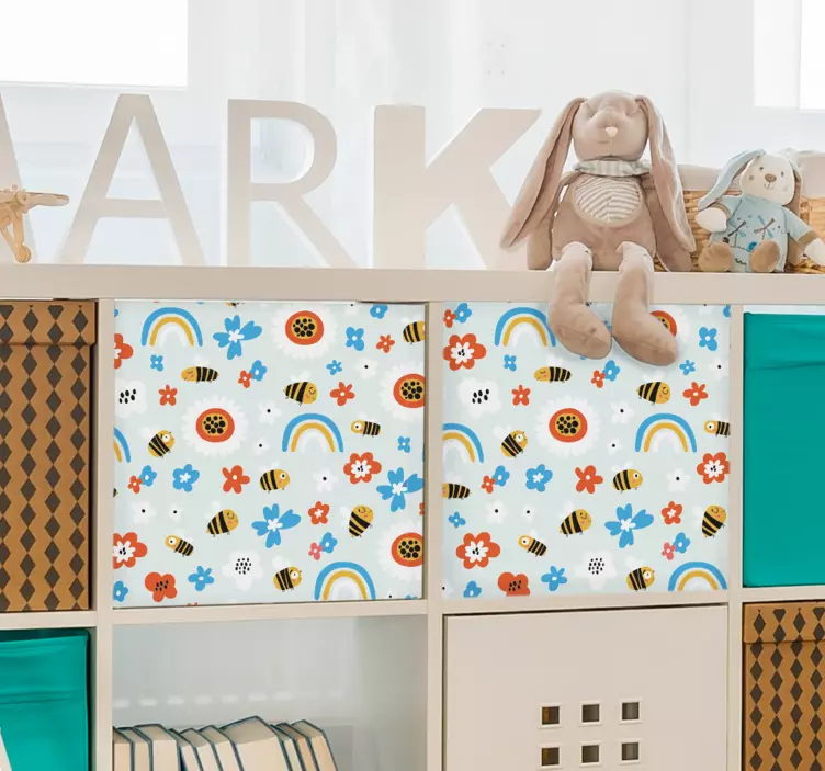 Sticker meuble fleurs et abeilles - TenStickers