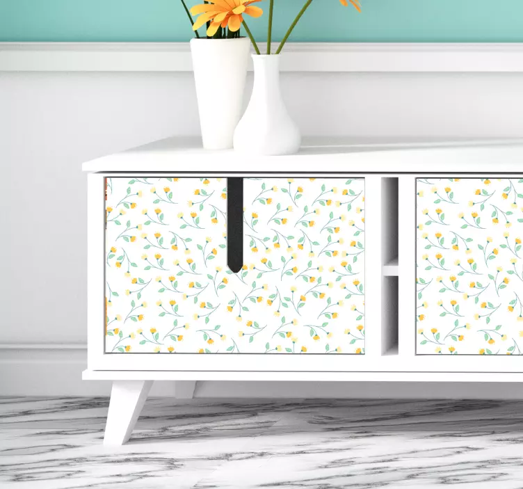Papier autocollant meuble fleurs jaune - TenStickers