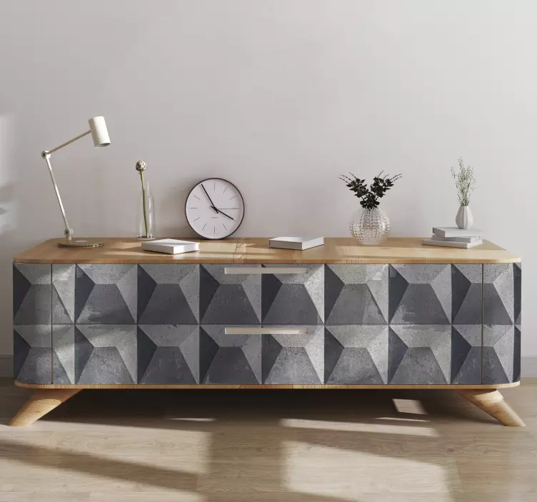 Sticker Meuble motif effet 3D mur en béton brut - TenStickers