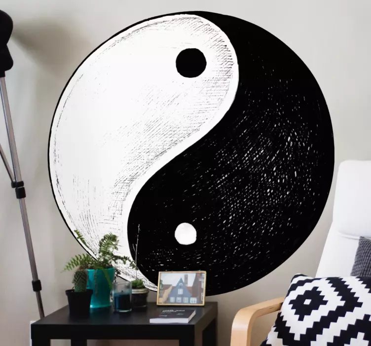 Sticker monde symbole yin yang - TenStickers