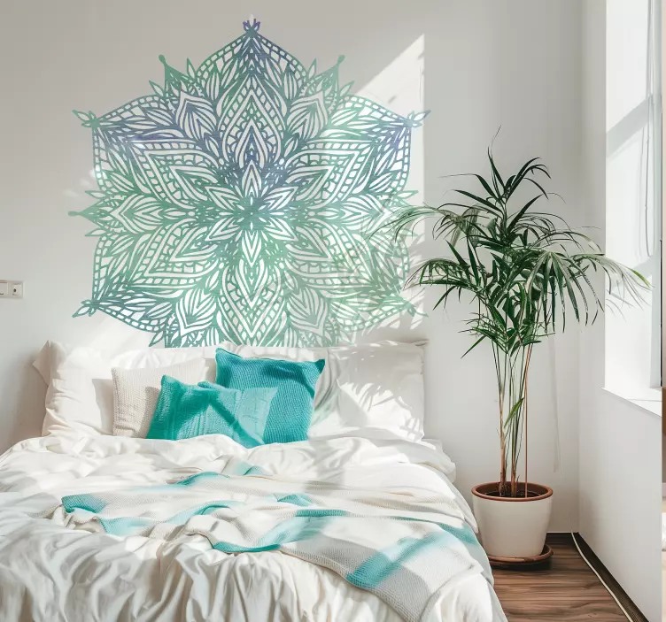 Sticker mural chambre mandala turquoise - TenStickers