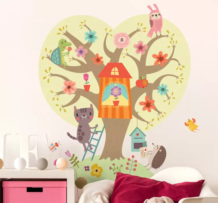Sticker Illustration arbre et animaux - TenStickers